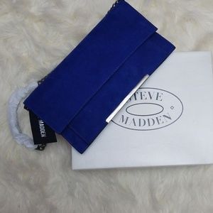 Stevd Madden Blue Nubuck Clutch